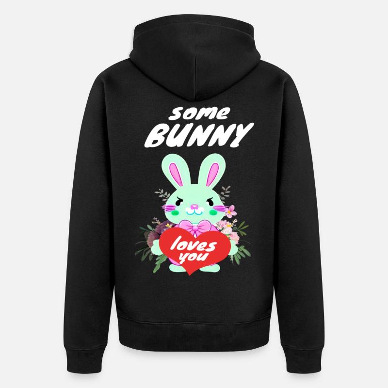 Mignon lapin de Pâques amoureux - Veste à capuche bio Premium Unisexe - noir