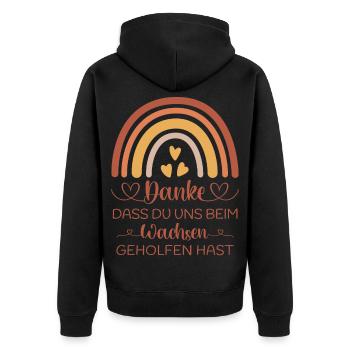 Erzieherin Danke Abschied Kita Kindergarten  - Unisex Premium Bio Zip Hoodie - Schwarz - Hinten - Nico (187cm)