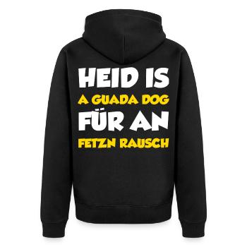 Bayrische Sprüche Bayern Spruch - Unisex Premium Bio Zip Hoodie - Schwarz - Hinten - Nico (187cm)