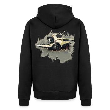Corn Picker Combine Harvester Tractor - Unisex Premium Organic Zip Hoodie - black - Back - Nico (187cm)