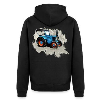 Tractor Lanz - Unisex Premium Organic Zip Hoodie - black - Back - Nico (187cm)