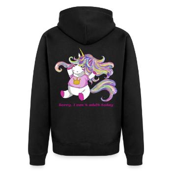 Einhorn - Unisex Premium Bio Zip Hoodie - Schwarz - Hinten - Nico (187cm)