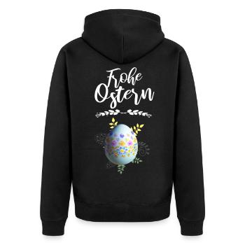 Frohe Ostern Blumen Osterei - Unisex Premium Bio Zip Hoodie - Schwarz - Hinten - Nico (187cm)