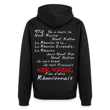 Kosement kreol - 974 La Réunion - Veste à capuche bio Premium Unisexe - noir - Dos - Nico (187cm)