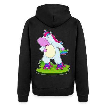 Unicorn Roller Skating Roller Skates - Unisex Premium Organic Zip Hoodie - black - Back - Nico (187cm)