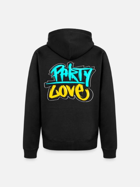 Party Love Graffiti Print - Unisex Premium Organic Zip Hoodie - black