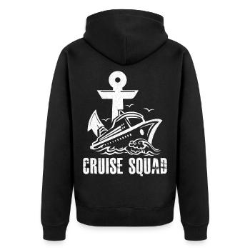 Kreuzfahrtschiff Kreuzfahrt Squad Kreuzfahrt - Unisex Premium Bio Zip Hoodie - Schwarz - Hinten - Nico (187cm)