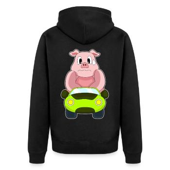 Voiture de cochon - Veste à capuche bio Premium Unisexe - noir - Dos - Nico (187cm)
