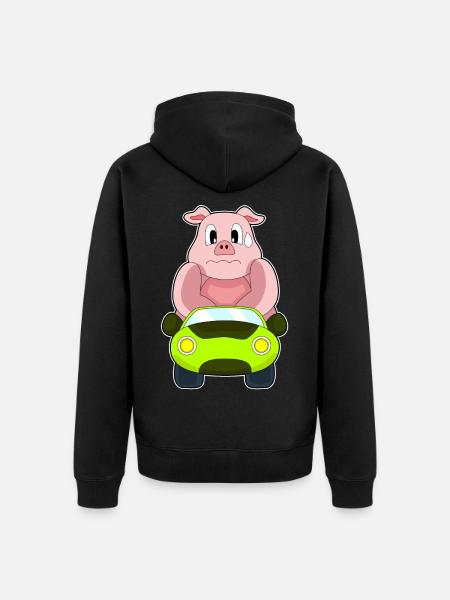 Pig Car - Unisex Premium Organic Zip Hoodie - black