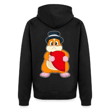 Hamster Bräutigam Herz Hochzeit - Unisex Premium Bio Zip Hoodie - Schwarz - Hinten - Nico (187cm)