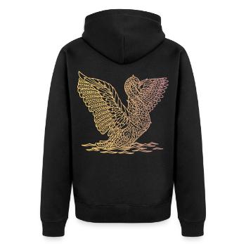 landender Schwan - Unisex Premium Bio Zip Hoodie - Schwarz - Hinten - Nico (187cm)