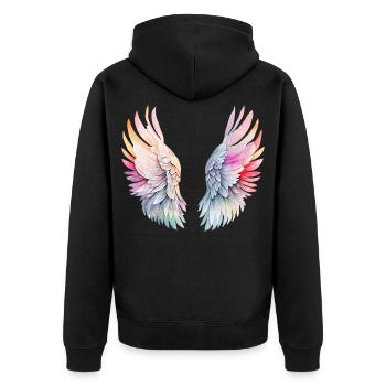 Ailes d'Ange Arc-en-ciel Angelwings - Veste à capuche bio Premium Unisexe - noir - Dos - Nico (187cm)
