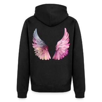 Pastel Watercolor Wings for Women - Unisex Premium Organic Zip Hoodie - black - Back - Nico (187cm)