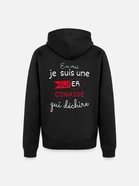 Super-Conasse qui Déchire - Veste à capuche bio Premium Unisexe - noir