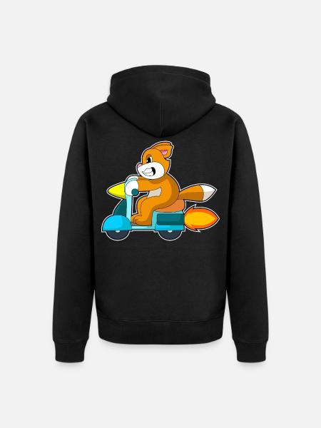 Cat Scooter - Unisex Premium Organic Zip Hoodie - black