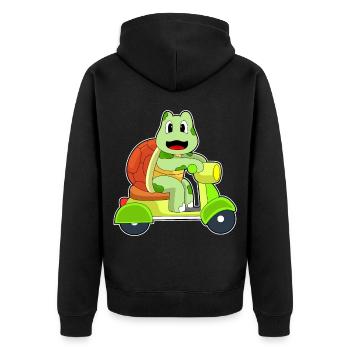 Turtle Scooter - Unisex Premium Organic Zip Hoodie - black - Back - Nico (187cm)