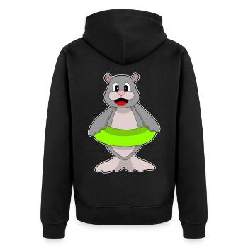 Seehund Schwimmen Schwimmring Sommer - Unisex Premium Bio Zip Hoodie - Schwarz - Hinten - Nico (187cm)