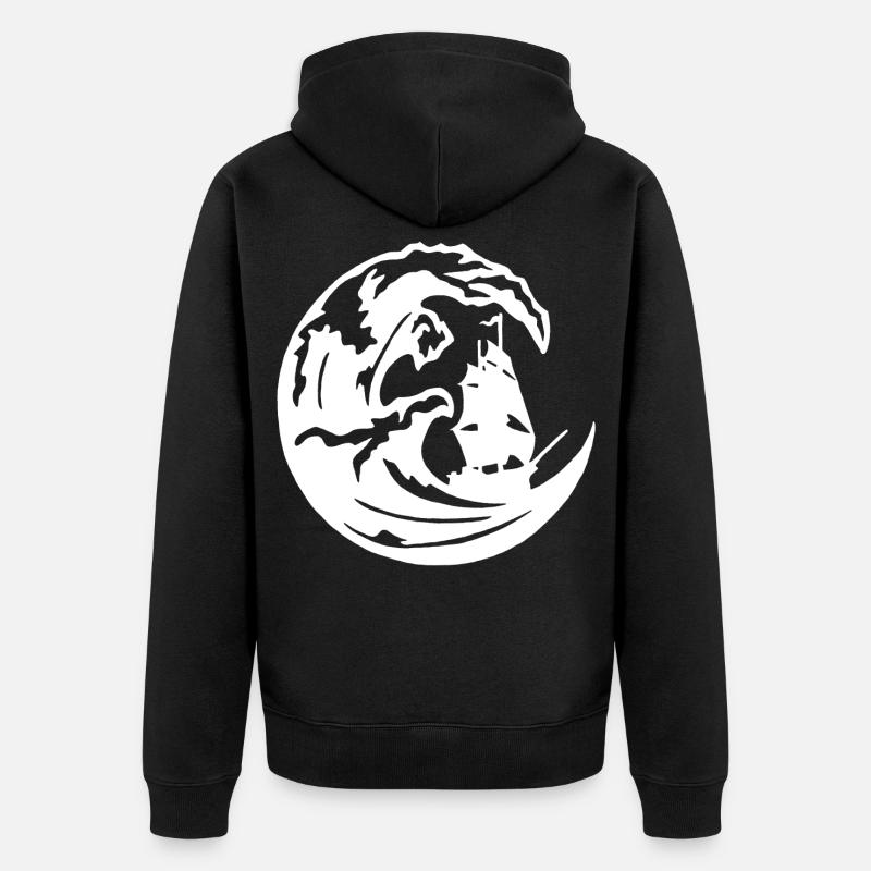 La grande vague blanche - Veste à capuche bio Premium Unisexe - noir