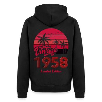 Vintage Year 1958 Limited Edition Red - Unisex Premium Organic Zip Hoodie - black - Back - Nico (187cm)