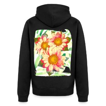 Flower Flower - Unisex Premium Organic Zip Hoodie - black - Back - Nico (187cm)