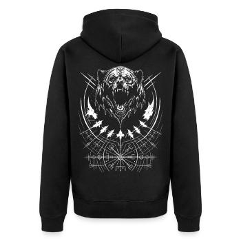 Grizzly Bear Vegvisir Runes Compass Teutonic Tribal - Unisex Premium Organic Zip Hoodie - black - Back - Nico (187cm)
