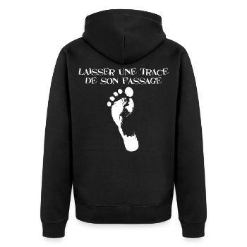 Laisser une trace de son passage (blanc) - Veste à capuche bio Premium Unisexe - noir - Dos - Nico (187cm)