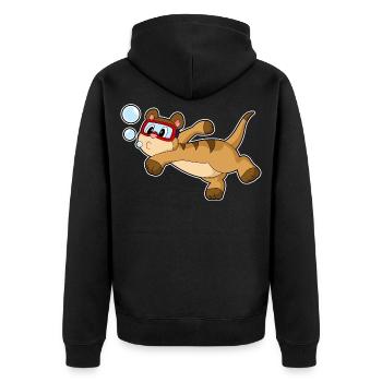 Erdmännchen Taucher Schwimmbrille Tauchen - Unisex Premium Bio Zip Hoodie - Schwarz - Hinten - Nico (187cm)