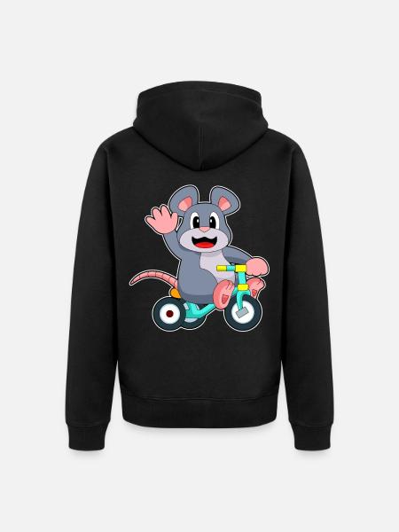 Rat Bicycle - Unisex Premium Organic Zip Hoodie - black