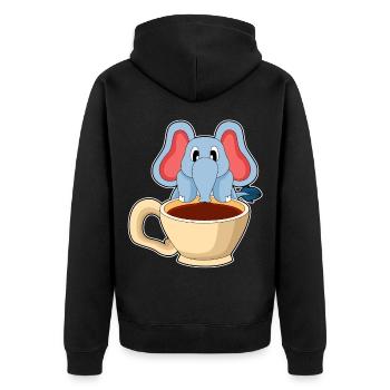 Elefant Tasse Kaffee - Unisex Premium Bio Zip Hoodie - Schwarz - Hinten - Nico (187cm)