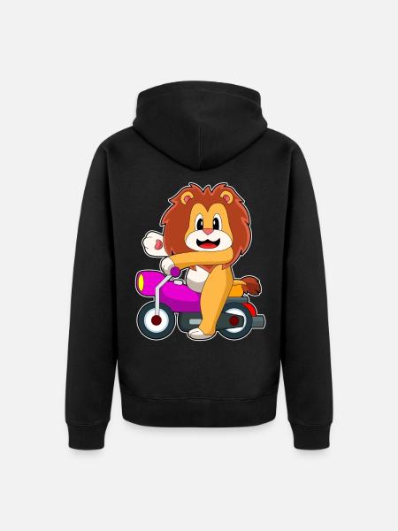 Lion Motorcycle - Unisex Premium Organic Zip Hoodie - black