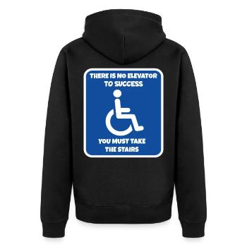 Il n’y a pas d’ascenseur vers le succès. L’humour en fauteuil roulant # - Veste à capuche bio Premium Unisexe - noir - Dos - Nico (187cm)