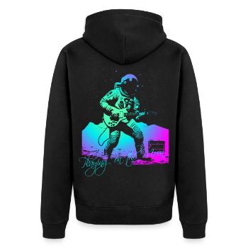 Playing On The Moon - Unisex Premium Bio Zip Hoodie - Schwarz - Hinten - Nico (187cm)
