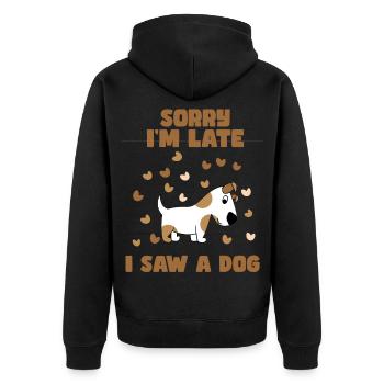 Désolé d’être en retard, j’ai vu un chien. Humour # - Veste à capuche bio Premium Unisexe - noir - Dos - Nico (187cm)