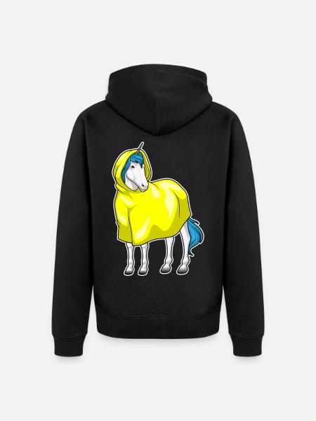 Einhorn Regenjacke - Unisex Premium Bio Zip Hoodie - Schwarz