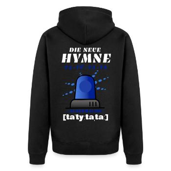 Blaulicht Sirene die neue Hymne - Unisex Premium Bio Zip Hoodie - Schwarz - Hinten - Nico (187cm)