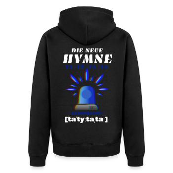 Blaulicht Sirene die neue Hymne - Unisex Premium Bio Zip Hoodie - Schwarz - Hinten - Nico (187cm)