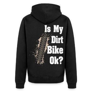 Ist mein Dirtbike in Ordnung? - Unisex Premium Bio Zip Hoodie - Schwarz - Hinten - Nico (187cm)