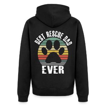 Meilleur père de sauvetage jamais Vintage Retro Dog Cat Lover - Veste à capuche bio Premium Unisexe - noir - Dos - Nico (187cm)