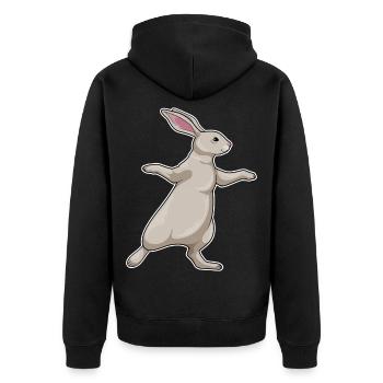 Hase Yoga Fitness Gymnastik - Unisex Premium Bio Zip Hoodie - Schwarz - Hinten - Nico (187cm)