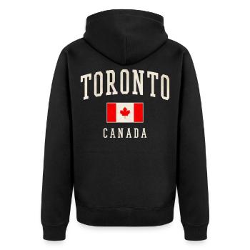 Toronto Canada Flag Vintage Print - Unisex Premium Organic Zip Hoodie - black - Back - Nico (187cm)