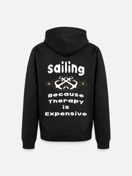 "Sailing Therapy" T-Shirt - Unisex Premium Organic Zip Hoodie - black