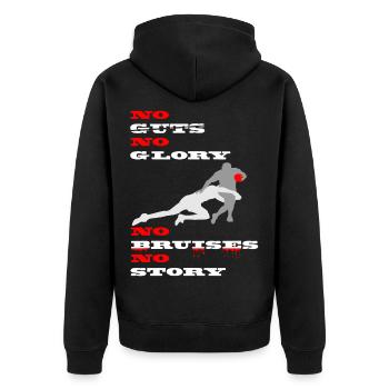 No guts, no glory - Unisex Premium Organic Zip Hoodie - black - Back - Nico (187cm)