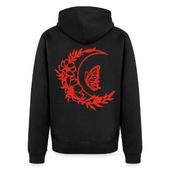Fleurs de lune (rouge) - Veste à capuche bio Premium Unisexe - noir - Dos - Nico (187cm)