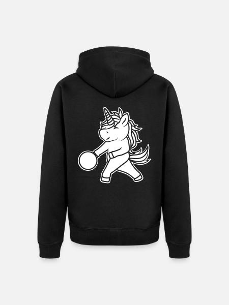 Einhorn Bowler Kinder - Unisex Premium Bio Zip Hoodie - Schwarz