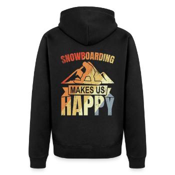 Vintage Snowboarder - Unisex Premium Bio Zip Hoodie - Schwarz - Hinten - Nico (187cm)