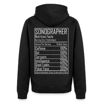 Ultraschall Tech Sonographer Radiologie Ernährung - Unisex Premium Bio Zip Hoodie - Schwarz - Hinten - Nico (187cm)