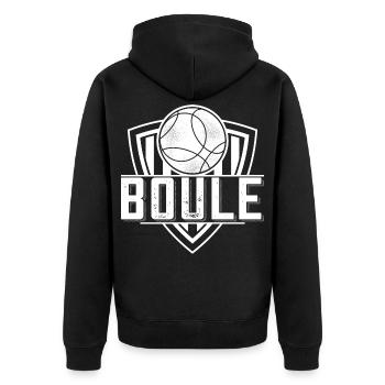 Boulespieler Boule Kugeln für Bouler Petanque - Unisex Premium Bio Zip Hoodie - Schwarz - Hinten - Nico (187cm)