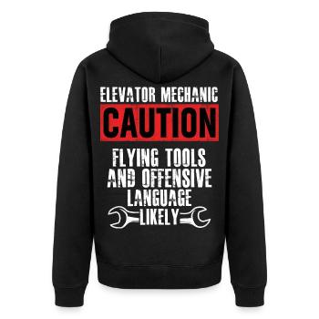 Elevator Mechanic Flying Tools Technician - Unisex Premium Organic Zip Hoodie - black - Back - Nico (187cm)
