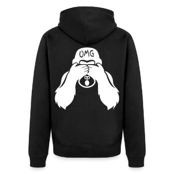 Witziger Gorilla OMG Affe - Unisex Premium Bio Zip Hoodie - Schwarz - Hinten - Nico (187cm)