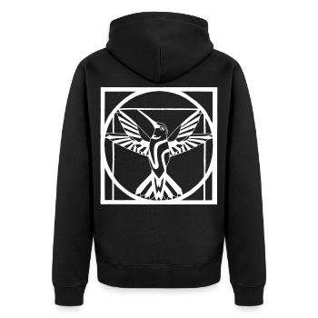 Vitruvian white bird - Unisex Premium Organic Zip Hoodie - black - Back - Nico (187cm)